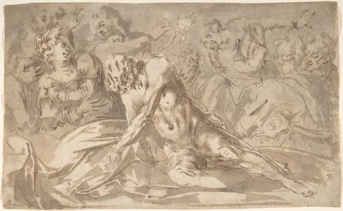 The Raising of Lazarus by Jacques Bellange, drawing, 1595-1616