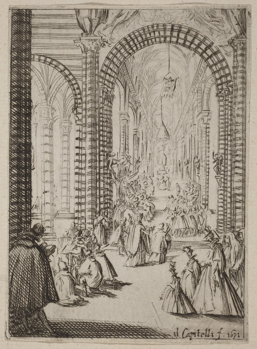 Interior of a Church by Bernardino Capitelli, print, 1631