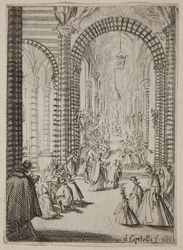 Interior of a Church by Bernardino Capitelli, print, 1631