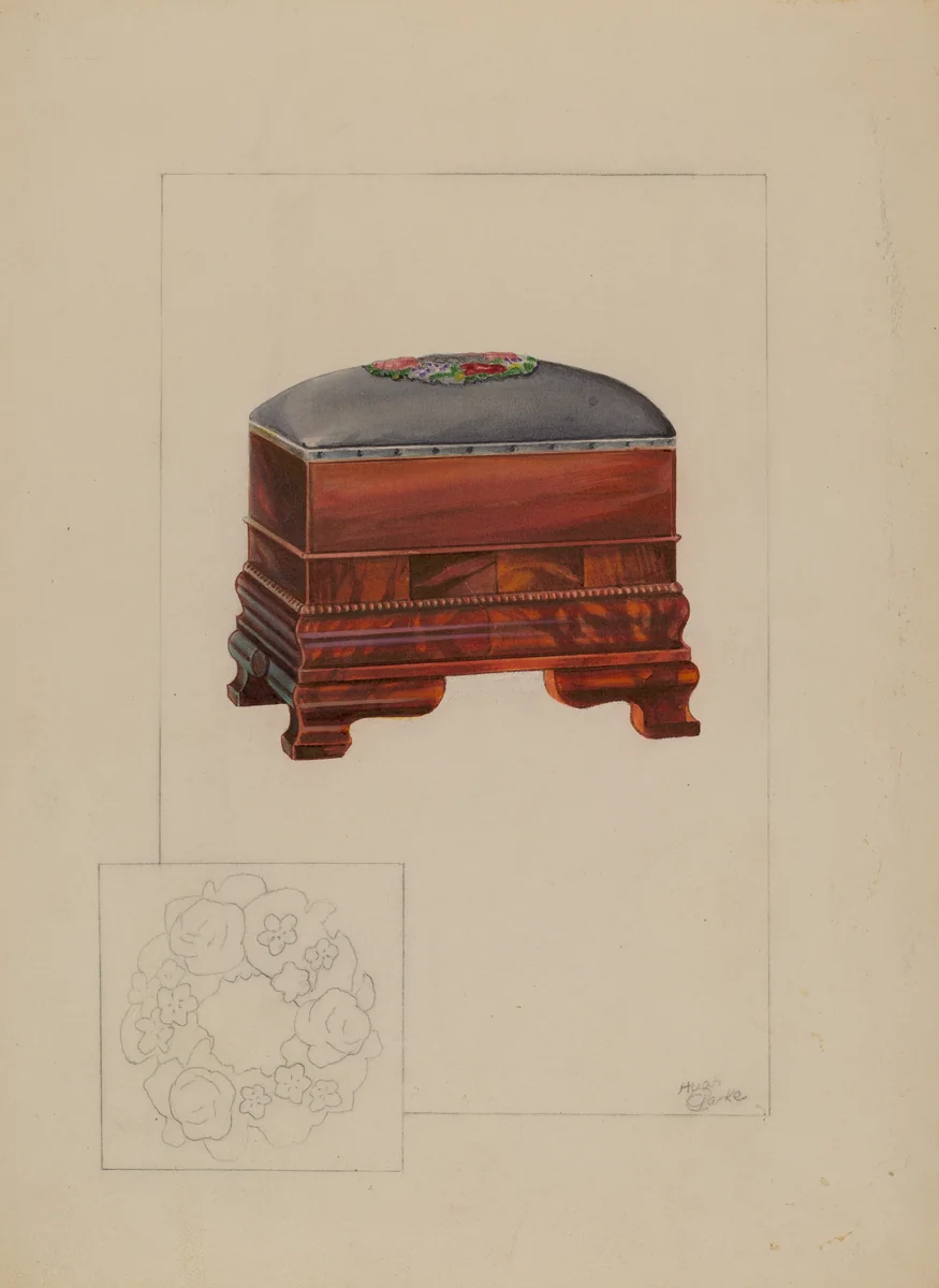 Ottoman by Hugh Clarke, index of american design, 1937