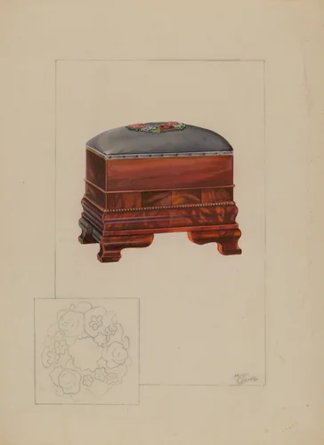 Ottoman by Hugh Clarke, index of american design, 1937