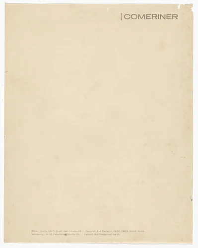 Heinrich Comeriner letterhead by Erich Comeriner, design, 1925