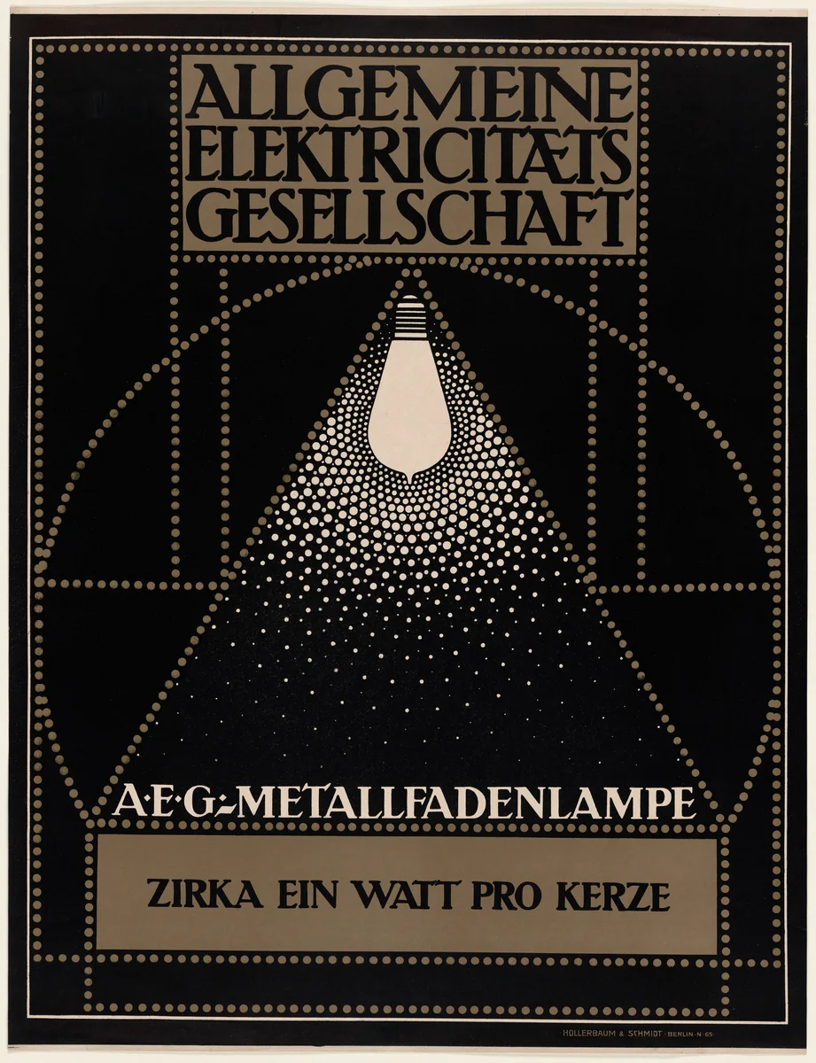 A.E.G.- Metallfadenlampe (A.E.G. - Metal Filament lamps) by Peter Behrens, design, 1907