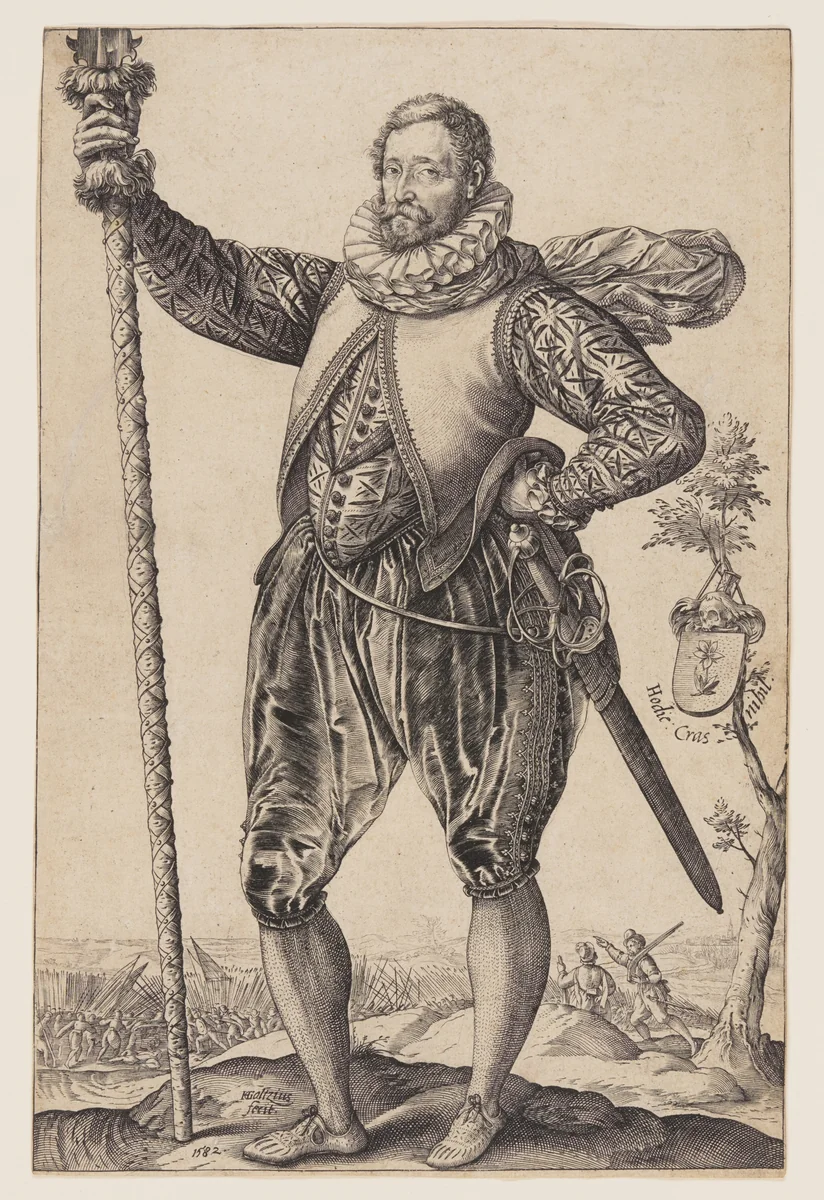 A Pike-Man Turned to Left by Hendrick Goltzius, print, 1582