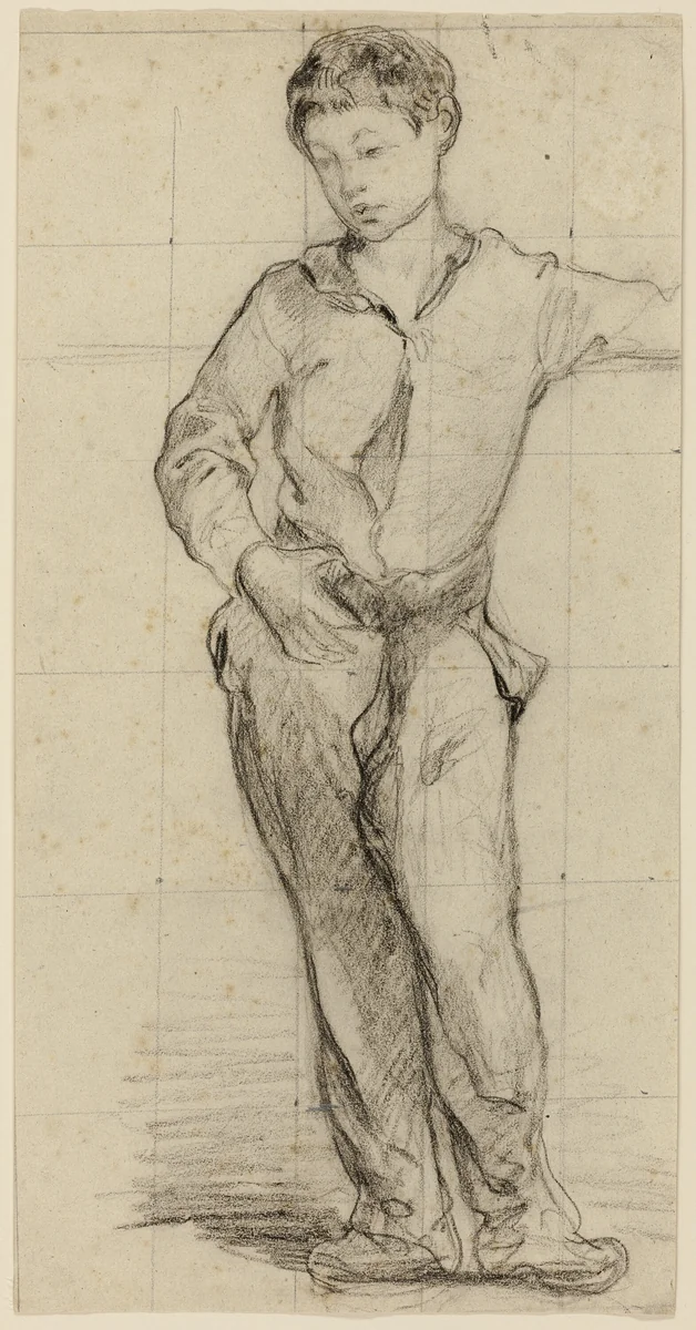 Young Man Standing (Léon Leenhoff) (recto); Sketch of Standing Boy (verso) by Édouard Manet, drawing, 1864-1865