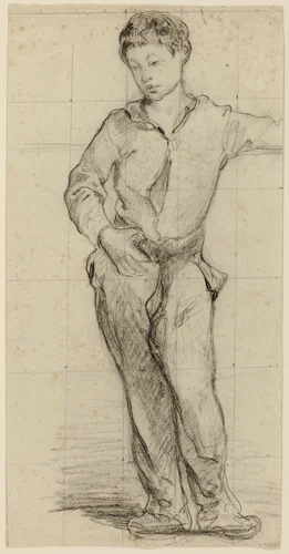 Young Man Standing (Léon Leenhoff) (recto); Sketch of Standing Boy (verso) by Édouard Manet, drawing, 1864-1865