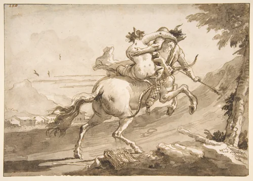 Back View of a Centaur Abducting a Satyress by Giovanni Domenico Tiepolo, drawing, 1727-1804