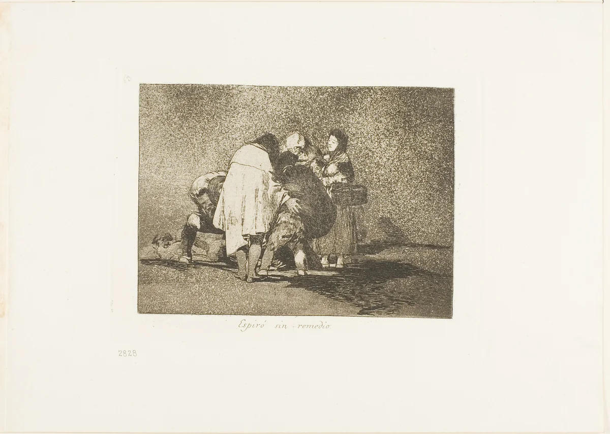 There Was Nothing to be Done and He Died, plate 53 from The Disasters of War by Francisco José de Goya, print, 1812-1815
