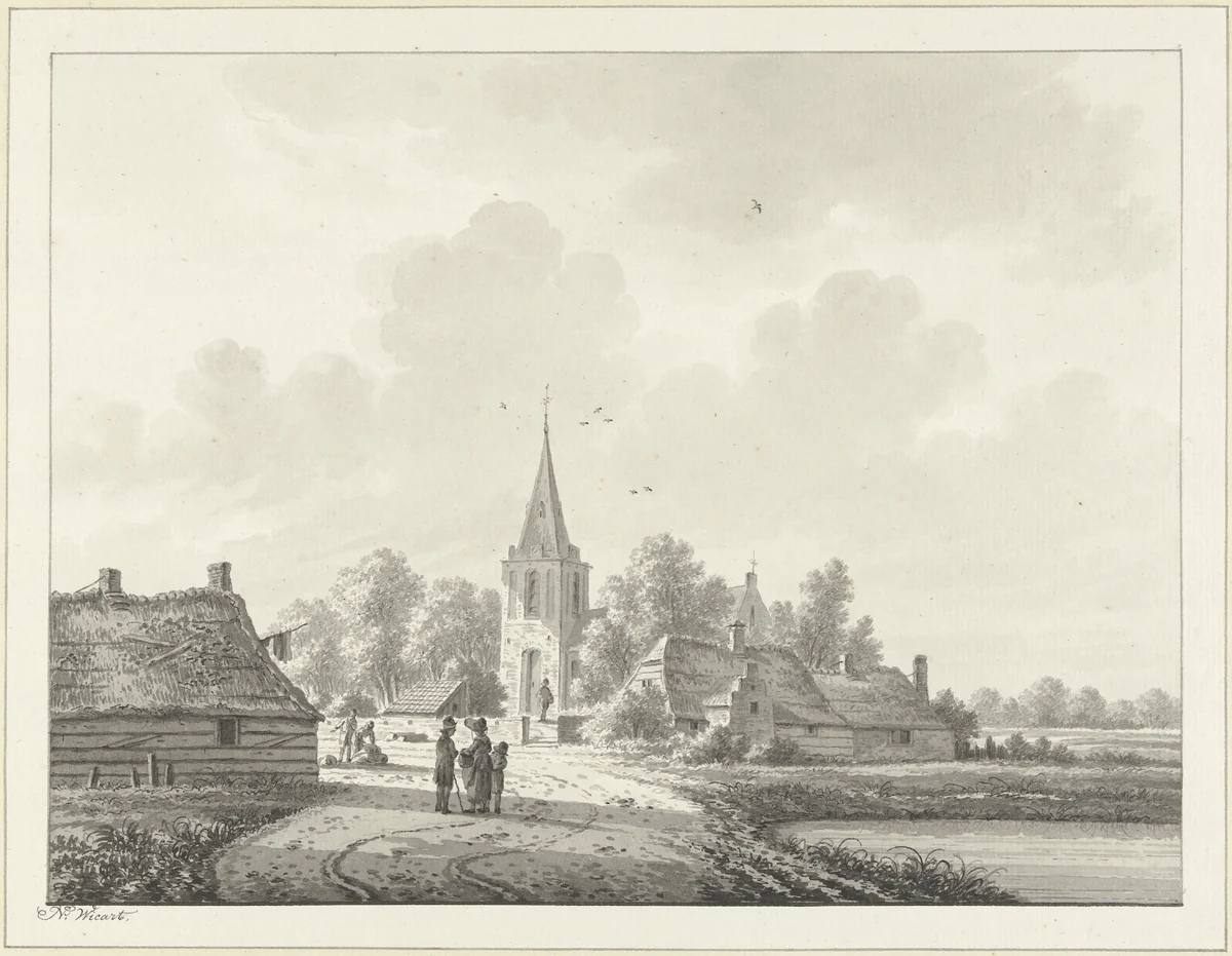 Het dorp Hoevelaken by Nicolaas Wicart, drawing, 1758-1815