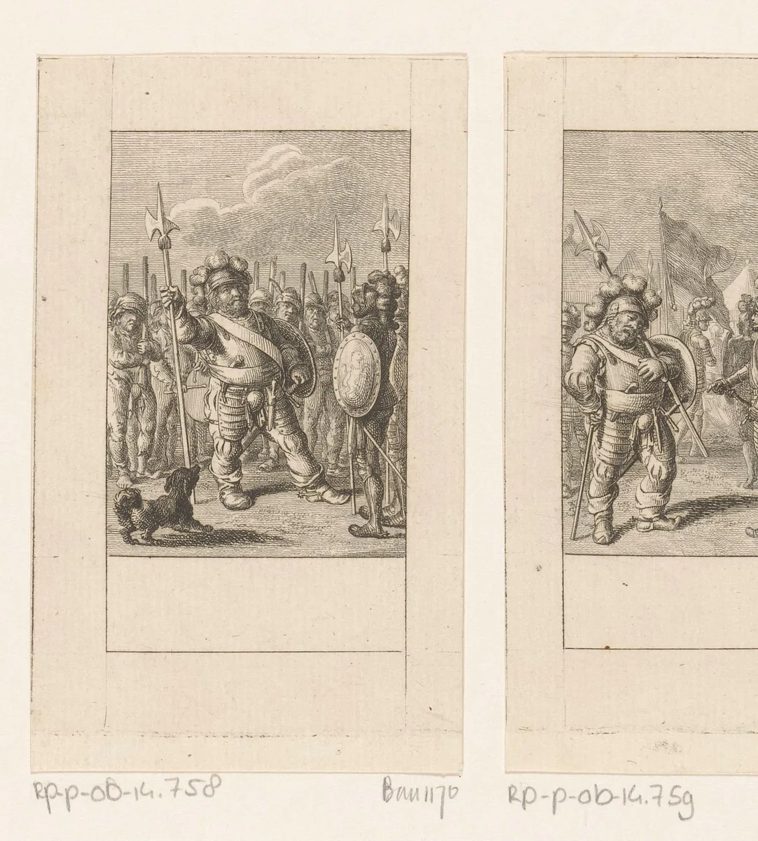 Falstaff tussen de soldaten by Daniel Nikolaus Chodowiecki, print, 1785