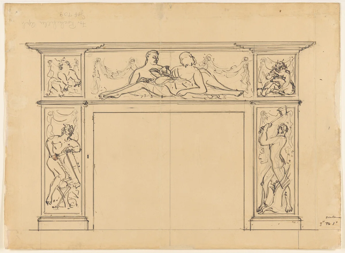 Project for an Overmantle by Gaston Lachaise, drawing, 1934