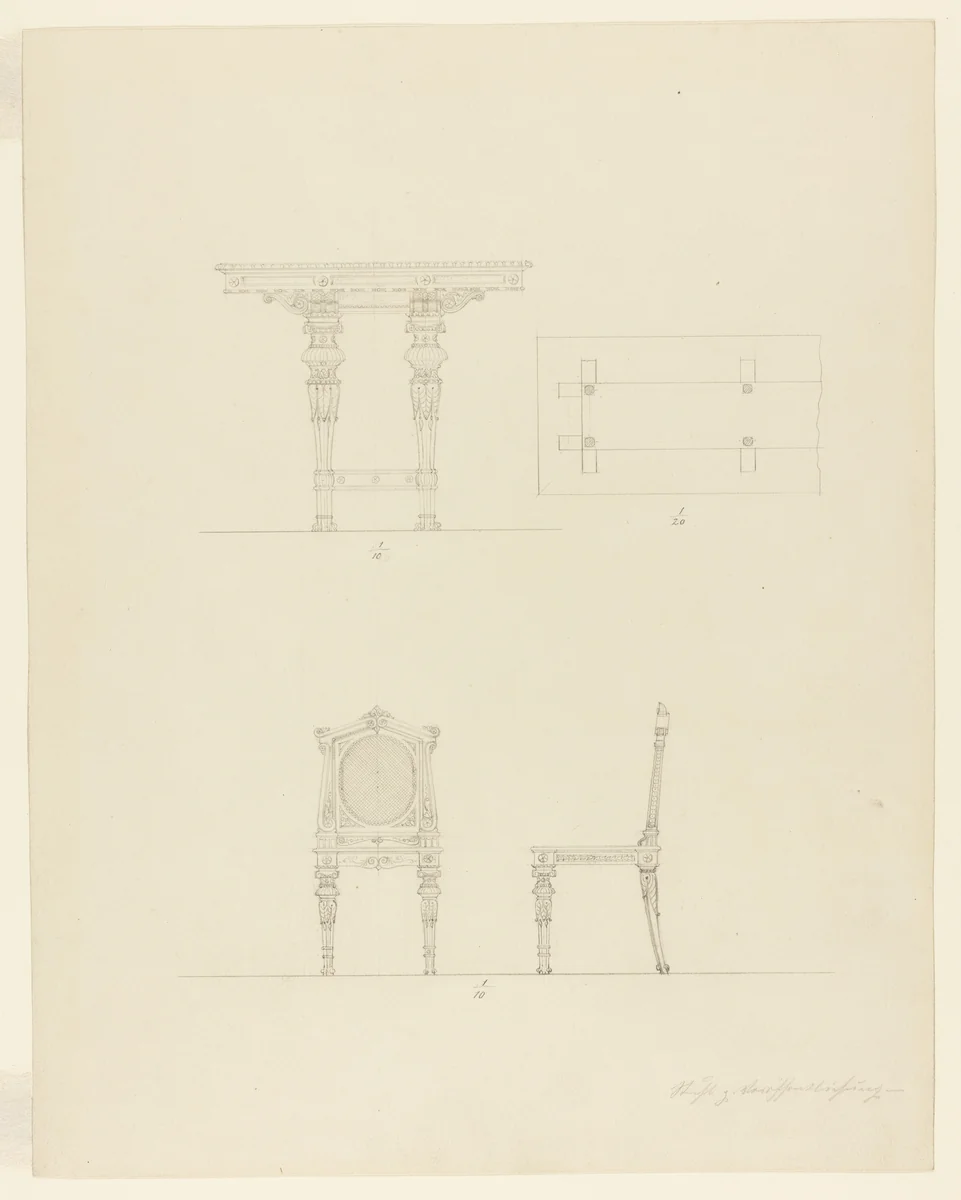 Design Projects, Table and Chair Elevations by Carl Furst, other, 1860-1870