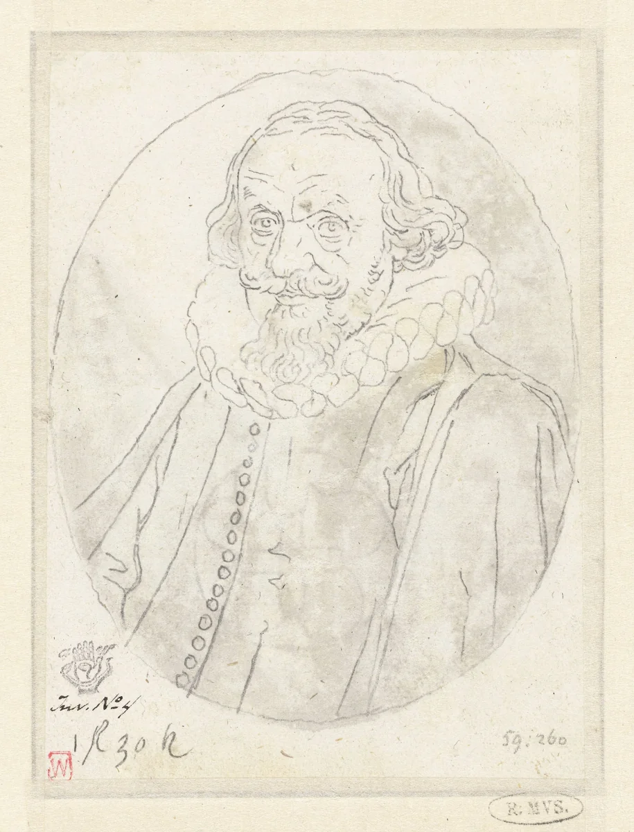Portret van Peter Meiderlin by Unknown, drawing, 1590-1635