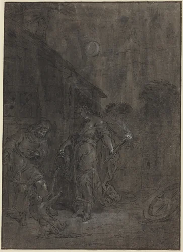 Stellio Changed into a Lizard by Ceres by Leonard Bramer, drawing, 1596-1674