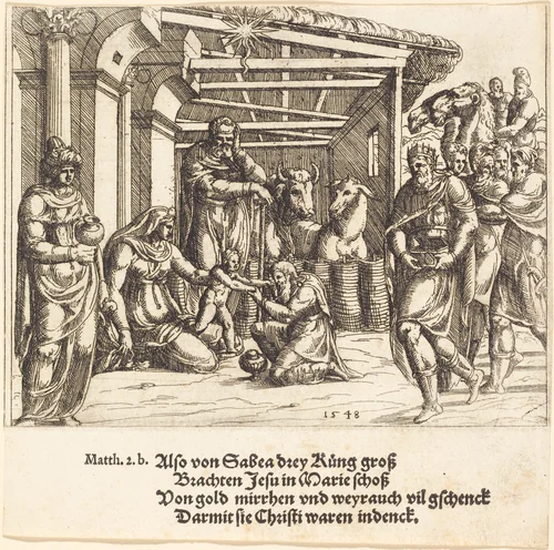 The Adoration of the Magi by Augustin Hirschvogel, print, 1548