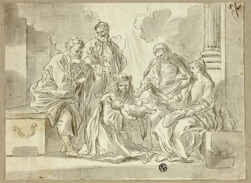 Holy Family with Saints by Francesco Solimena, drawing, 1677-1747