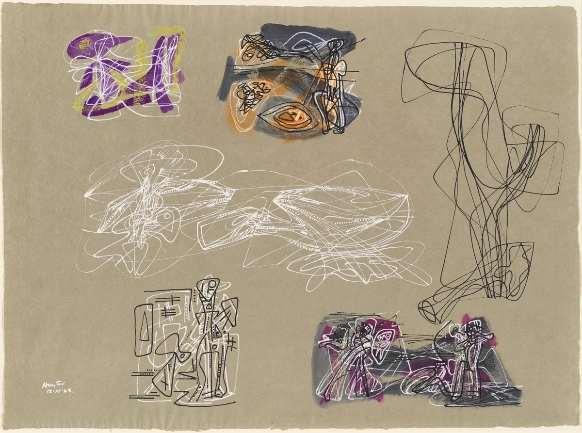 Sheet of Sketches by Stanley William Hayter, drawing, 1945