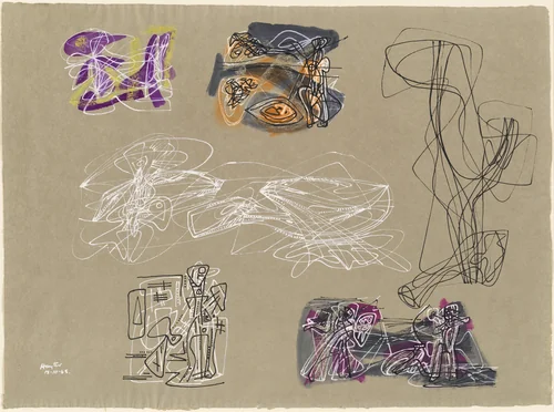 Sheet of Sketches by Stanley William Hayter, drawing, 1945