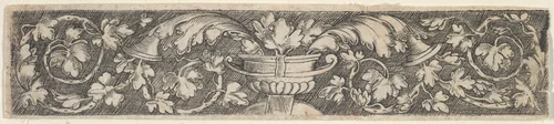 Copy of a Horizontal Panel with Tendrils Growing Outwards from a Vessel at Center by Jacob Binck, print, 1521-1600