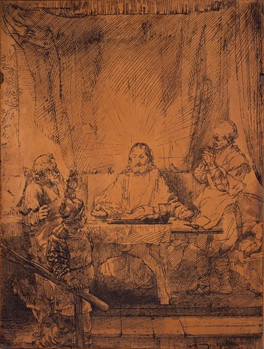 Supper at Emmaus by Rembrandt van Rijn, print, 1654
