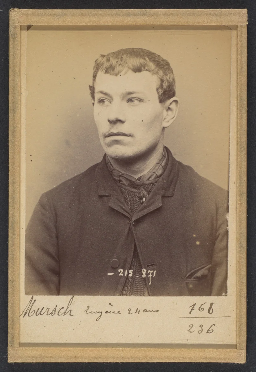 Mursch. Eugène. 24 ans à Schlestatt (Bas-Rhin). Ciseleur. Anarchiste. 18/3/94. by Alphonse Bertillon, photograph, 1894