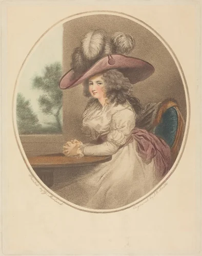 Anne Ward Morland (Delia in Town) by John Raphael Smith; George Morland, print, 1783-1793
