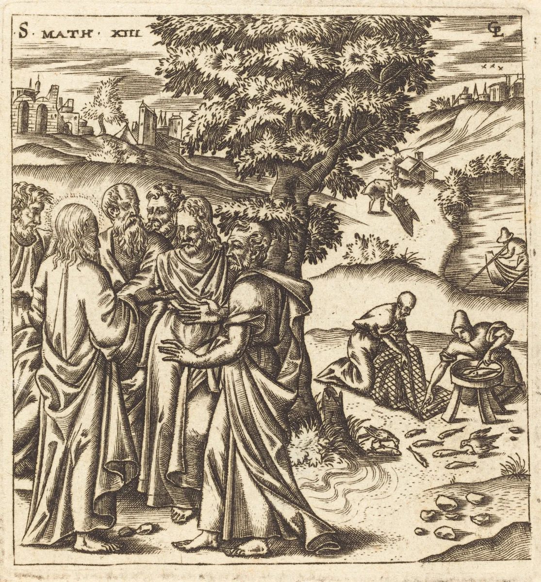 Christ Telling His Disciples of the Parable of the Dragnet by Léonard Gaultier, print, 1576-1580