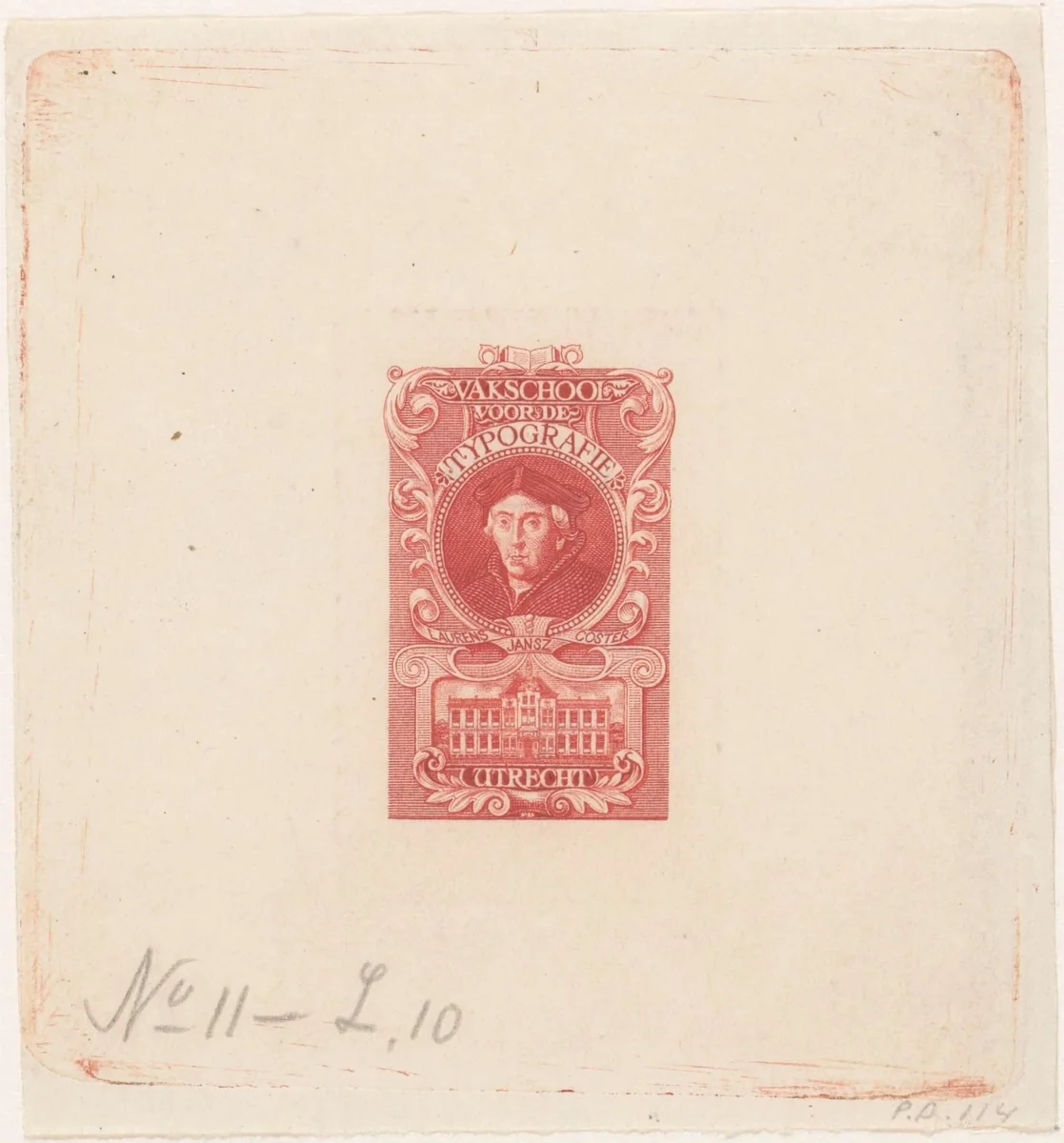 Ontwerp voor een sluitzegel voor de Vakschool voor de Typografie in Utrecht by Pieter Dupont, print, 1910