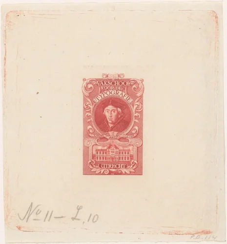 Ontwerp voor een sluitzegel voor de Vakschool voor de Typografie in Utrecht by Pieter Dupont, print, 1910