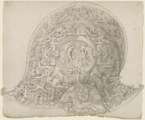 Design for a Burgonet Helmet by Jean Cousin, drawing, 1545