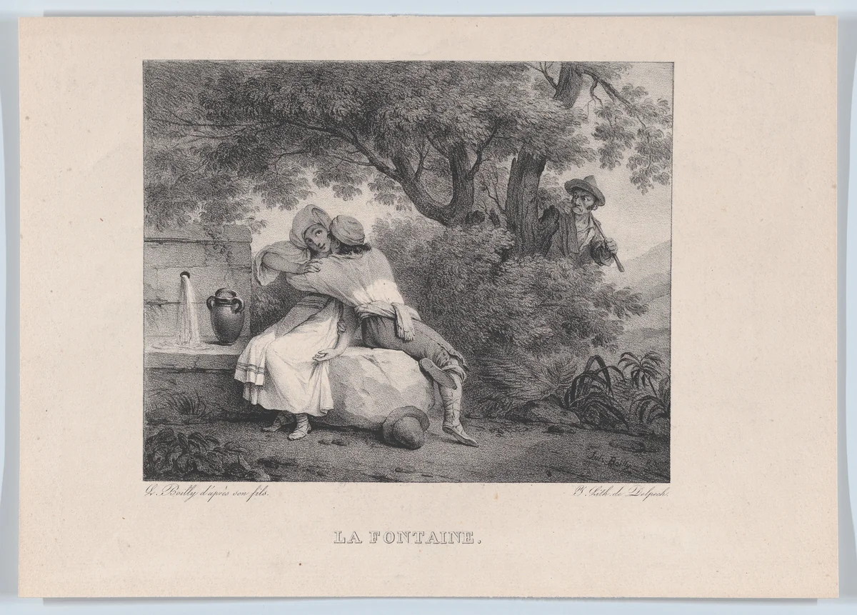 The Fountain by Louis-Léopold Boilly, print, 1826