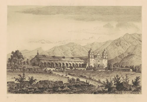 Mission Santa Barbara by Henry Chapman Ford, print, 1883