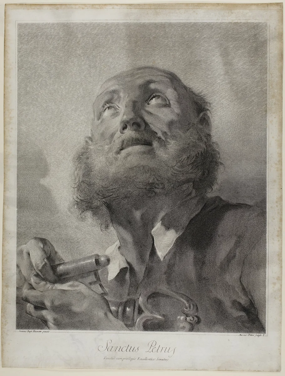 Saint Peter, from The Holy Family and the Twelve Apostles by Giovanni Marco Pitteri, print, 1742