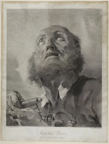 Saint Peter, from The Holy Family and the Twelve Apostles by Giovanni Marco Pitteri, print, 1742