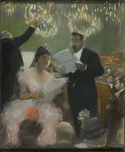 The Orchestra by Jean-Louis Forain, drawing, 1875-1885