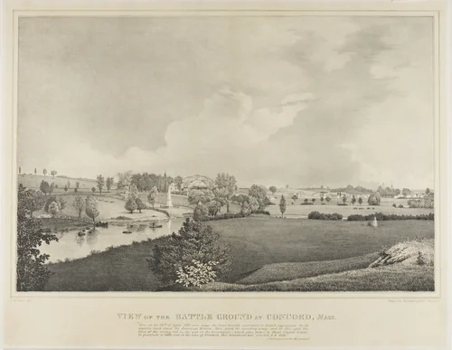View of the Battle Ground at Concord, Massachusetts by Fitz Hugh Lane, print, 1845-1855
