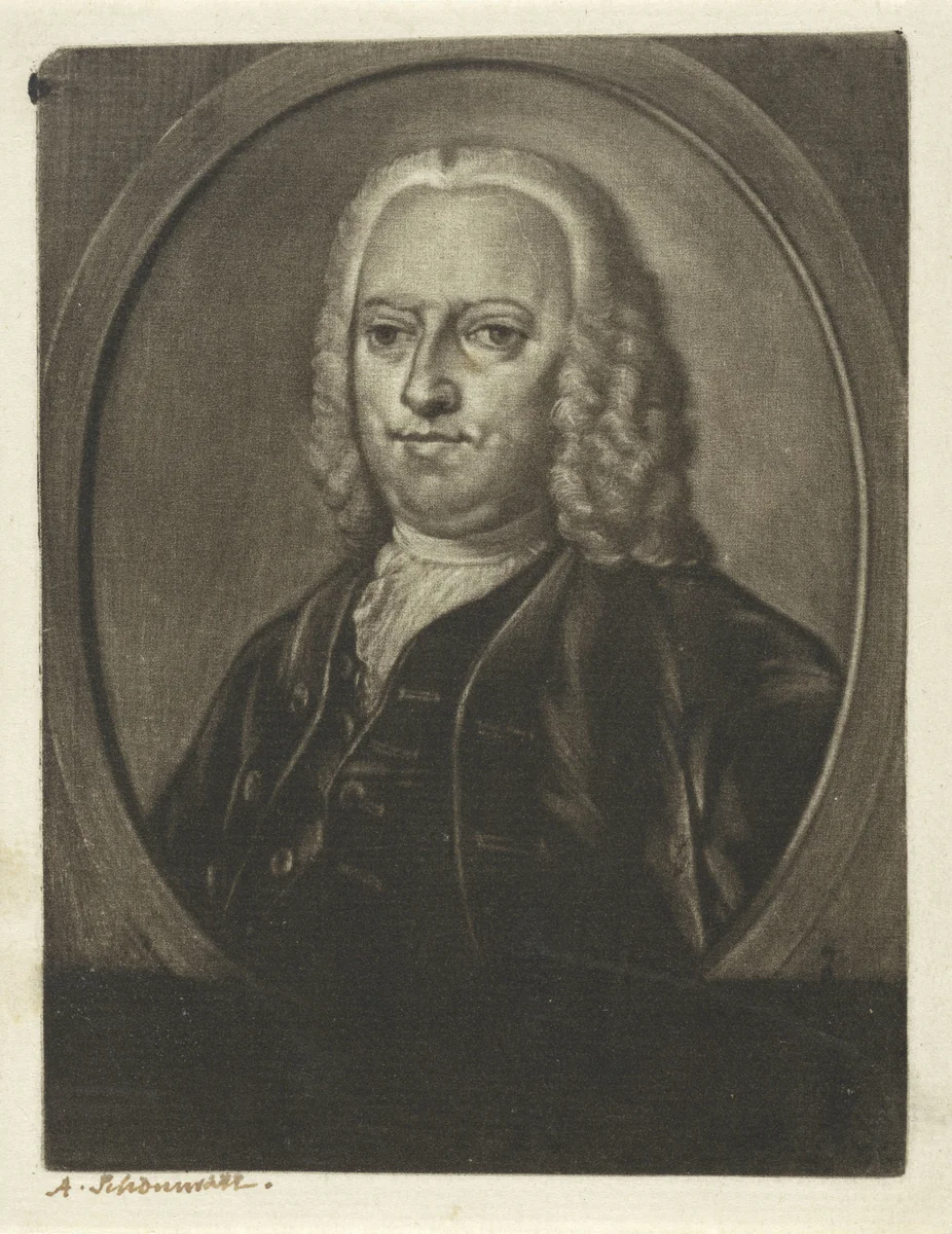 Portret van een man, mogelijk Johan van der Linden van Slingeland by Aert Schouman, print, 1720-1792