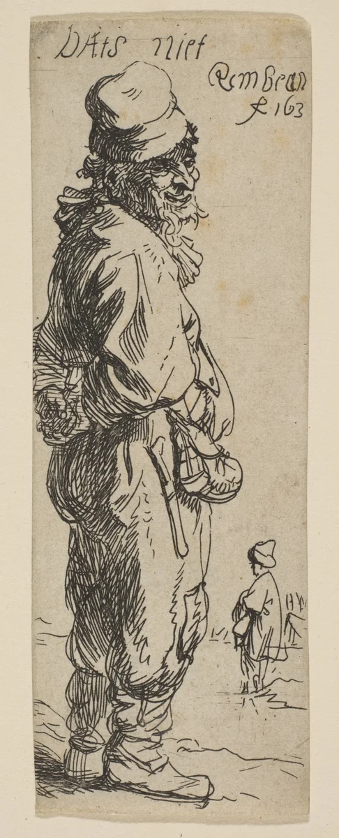 A Peasant Replying: "Dats niet" by Rembrandt van Rijn, print, 1634