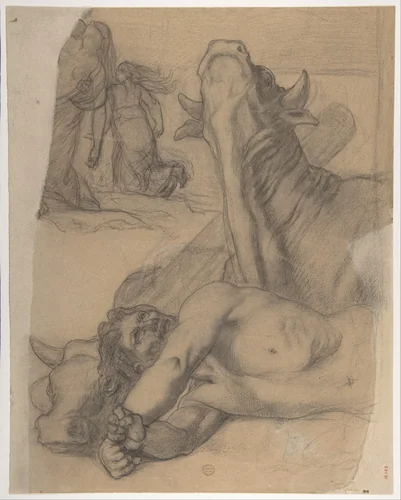 Sketch for War, painting in the Museum of Picardy at Amiens by Pierre Puvis de Chavannes, drawing, 1856-1866