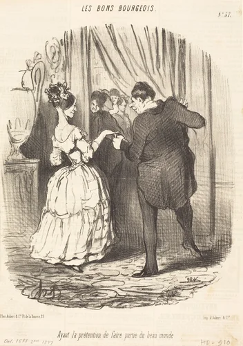 Ayant la prétention de faire partie du beau monde by Honoré Daumier, print, 1847