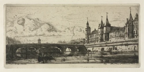 Etchings of Paris: The Exchange Bridge by Charles Meryon, print, 1854