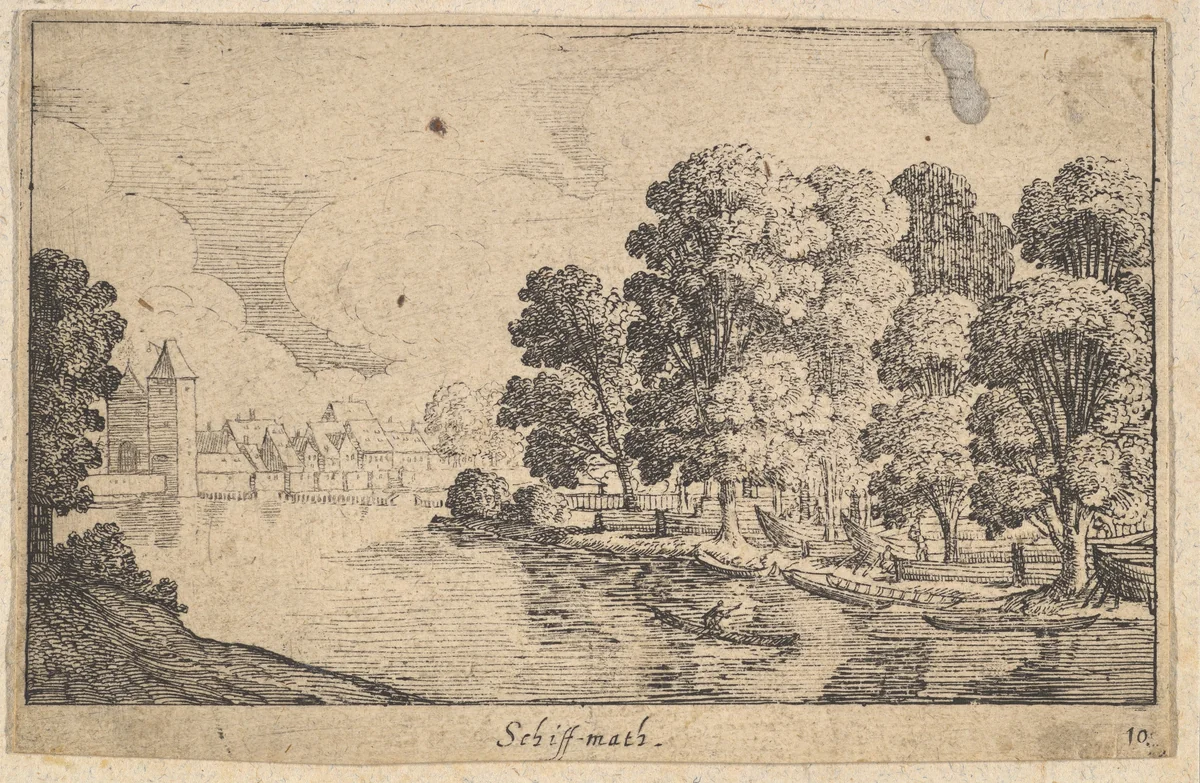 Schiff-math (Boat Yard), from "Small Views" by Wenceslaus Hollar, print, 1624-1634