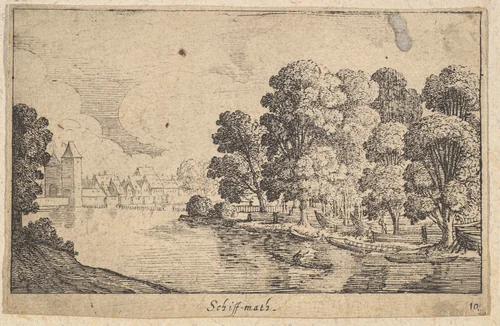 Schiff-math (Boat Yard), from "Small Views" by Wenceslaus Hollar, print, 1624-1634