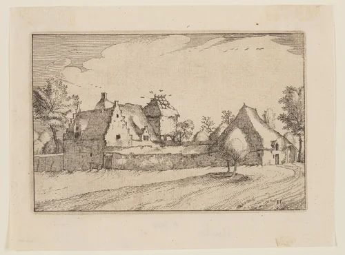 A Walled Farm by Claes Jansz Visscher, print, 1612