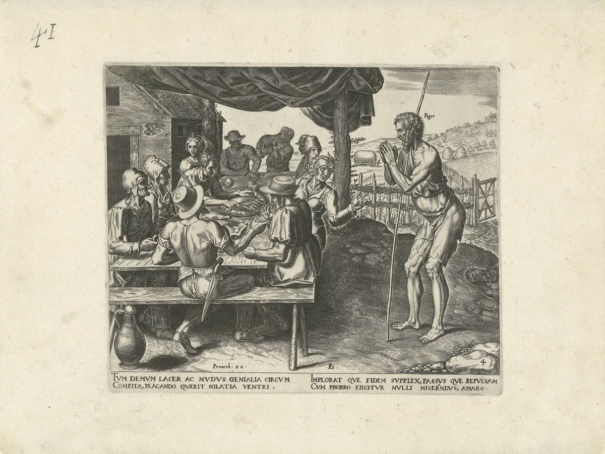 De luiaard mag niet mee eten na de oogst by Unknown, print, 1565