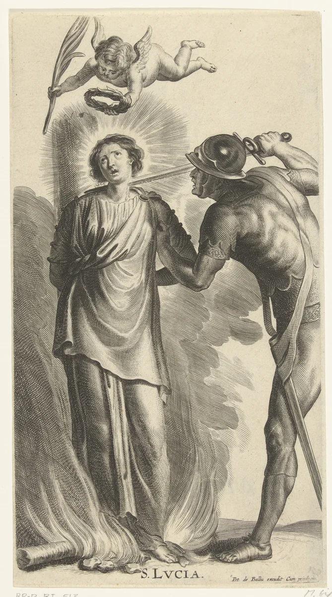 Martelaarschap van heilige Lucia by Pieter de Bailliu, print, 1623-1660