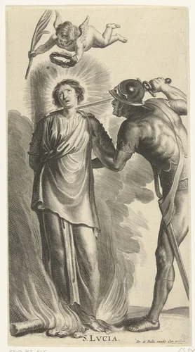 Martelaarschap van heilige Lucia by Pieter de Bailliu, print, 1623-1660