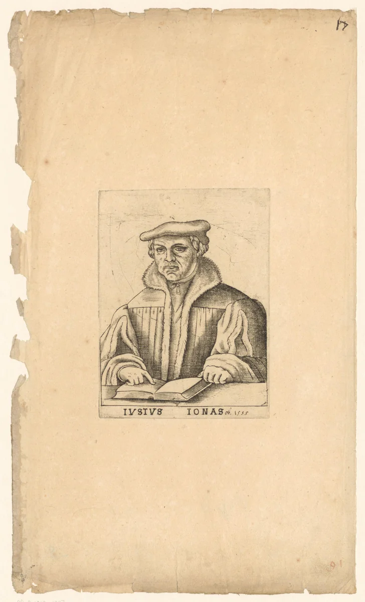 Portret van Justus Jonas by anonymous, print, 1563-1642