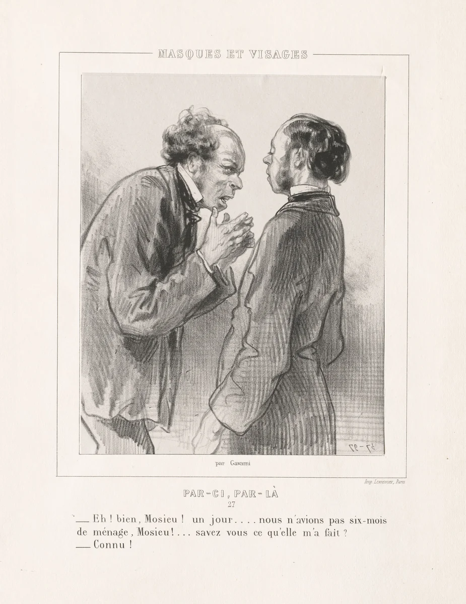 Masques et Visages: Par-ci, Par-la by Paul Gavarni, print, 1850-1859