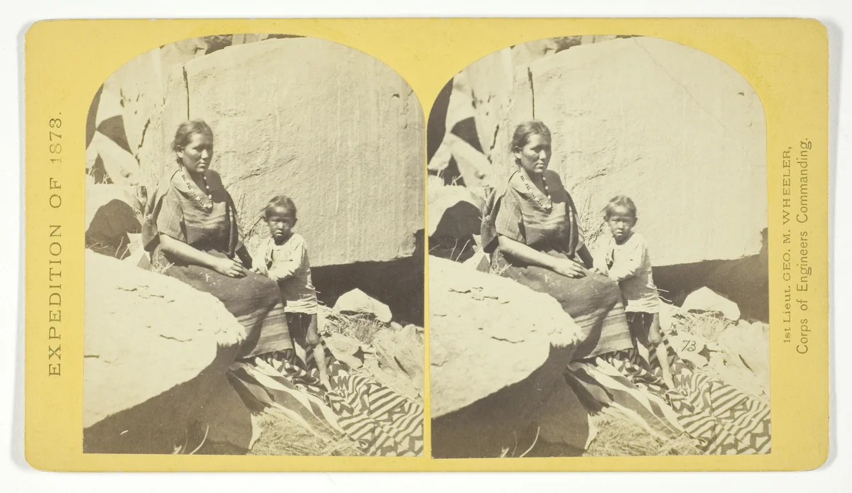 Navajo Indian Squaw, and Child, at their home, in Cañon de Chelle, No. 27 from the series "Geographical Explorations and Surveys West of the 100th Meridian" by Timothy O'Sullivan, photograph, 1873